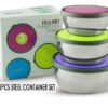 STAINLESS STEEL FLAT BOWLS WITH PLASTIC LIDS - Image 2