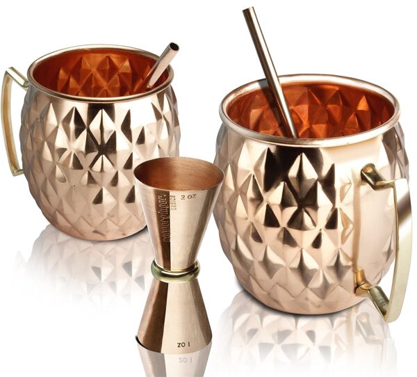COPPER MOSCOW MULE MUGS – DIAMOND CUT